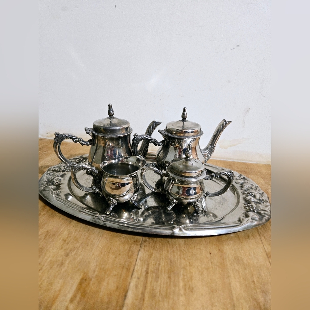 Elegant Silver Vintage Tea Set